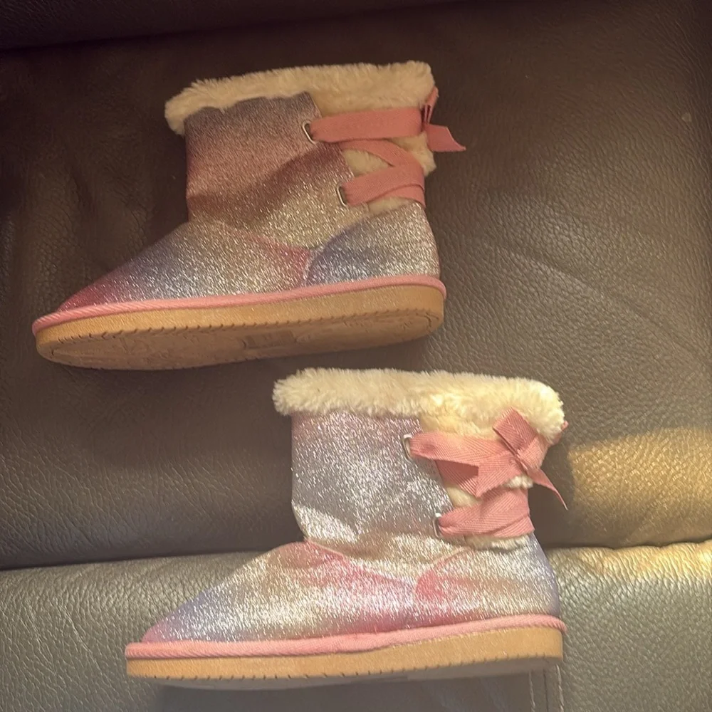 Girls Sparkly pink and purple boots